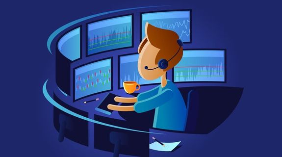 mann handelt aktien am pc