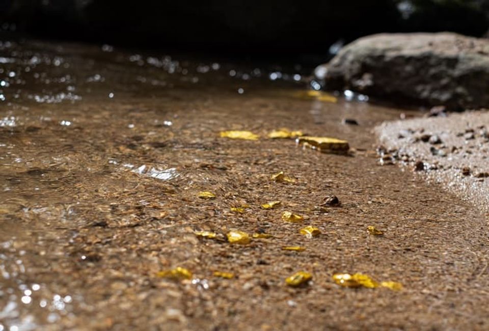 gold nuggets im flussbett
